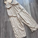 Old Navy  polka dot linen jumpsuit cream & white wide leg cropped feminine Photo 2