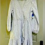 Abound  dress Med Long Sleeve Lavender Floral Ruffle Surplice Mini Dress Photo 2