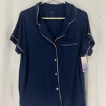 Stars Above NWT  Short Sleeve Pajama Shirt Button Womens Medium Blue Photo 0
