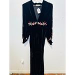 RIXO Black Floral Embroidered Velvet V Photo 1