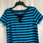 Talbots  Blue Striped 100% Cotton Dress Size Small Resort Nautical Beach Lake Photo 2