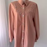 Vintage ‘90s Tag Peach Studded Western Collared Long Sleeve Button Down Shirt Orange Size XL Photo 1