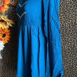 Doe & Rae ✅3/$30✅ NWT Teal Blue Western Long Open Bell Sleeve Lace Trim Dress | LARGE | Photo 1