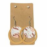 None Dangle Statement Earrings Set Vegan Leather Silver Crystal Studs S’mores White Photo 5