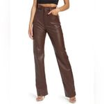 House Of CB  Inaya Chocolate Brown Stretch Vegan Leather Trousers Size Large Photo 2