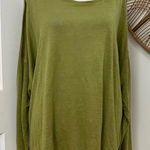 Eskandar Flowy Boxy Olive Green Slub Linen Long Sleeve Oversized Top O S Logam Size undefined Photo 0