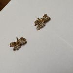 Lot Of 2 Tiny Vintage Poodle Dog Faux Pearl / Rhinestone Gold Tone Tack Pins Photo 6