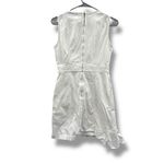 AMUR Beba White Mini Dress Women’s Size 4 Asymmetric Ruffle Hem Button Front White Photo 3