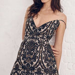 Free People  Queen of Hearts Black & Gold Brocade Mini Dress Photo 0