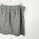 Athleta [] Muted Jasper Green 100% Linen Drawstring Waist Mini Skirt Pockets 16 Photo 4