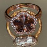 Adjustable Five Leaf Clove Zirconium Ring Red Photo 2