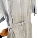 Theory Casual Belted Linen-blend Shirtdress In Blue Photo 2