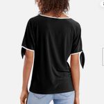 Ivanka Trump  Black & White Trim Open Tie Sleeve Blouse Top Size Small Photo 1