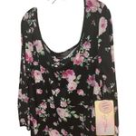 Cocoa and Shay‎ Floral Print Dress Long Sleeve Black Pink Roses Plus Size 3X NWT Photo 1