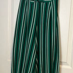 No Comment  Wide Leg Green Striped Jumpsuit Adjustable Straps Photo 0