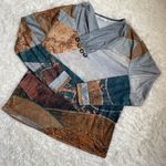 Misook MISSLOOK boho earthy landscape long sleeve top Photo 9