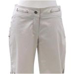 Cache Beige Coated Cotton Self Belt Lace Up Bottom Capri Pant Stretch $118 NWT Photo 2