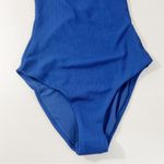 ONIA  Jenna One Piece Solid Seersucker Swimsuit in New Blue Size XS One Shoulder Photo 4