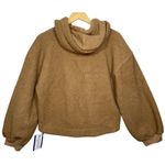 Abercrombie & Fitch  Soft AF Tan Faux Fur Sherpa Hoodie Teddy Sweatshirt Womens L Photo 1