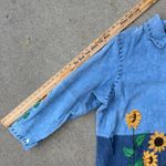 Quacker Factory Y2K  Blue Suede Fall Sunflowers Genuine Leather Jacket 3X NWT Photo 10