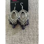 Paparazzi  dangly earrings silver with purple‎ beads. Photo 1
