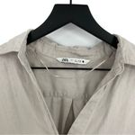 ZARA Linen Button Down Casual Shirt Grey S Photo 2