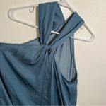 Loft Sleeveless Blouse Blue Green Knot Keyhole Twist High Neck Photo 3