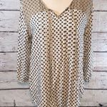 Laura Scott  Blouse Lightweight Boho Tan/White Floral-Large Photo 0