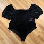 Eloquii Black Velvet Bodysuit Square Neck Short Puff Sleeve Size 26 28 New Photo 1
