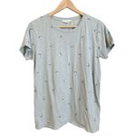 Lucky Brand Lucky Shirt Women Medium Green Sage Mint Embroidered Floral Tee Cottage Boho Photo 0