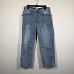 Driftwood Babara Barrel Floral Embroidered Jeans Size 14 Photo 2