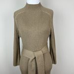 Calvin Klein  Sweater Dress Women Large Brown Belted Ribbed Knit‎ 3/4 Sleeve Slim Photo 1
