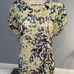 W118 By Walter Baker  multi color vibrant short sleeve blouse top shirt womans L Photo 0