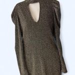 SheIn Elegant Silver Shimmering Long Sleeve Dress the open detail in front M Photo 0
