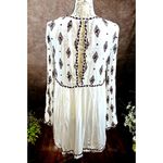 Free People Embroidered Diamond Top Mini Dress Cream Burgundy size S Photo 10