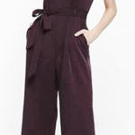 Calvin Klein  Dark Purple Sleeveless V Neck‎ Wide Leg Crop Pocket Jumpsuit Size 8 Photo 0