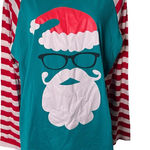 DREAGAL Christmas Santa Face Raglan Tee Striped Long Sleeve Graphic Green 3XL Size undefined Photo 0