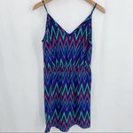 Amanda Uprichard Silk Chevron Mini Dress Sleeveless Blue Size S Resort Cocktail Photo 3