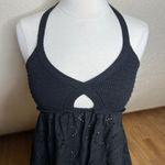 ZARA  Mini Dress Womens Small Black Crochet Eyelet Halter Babydoll Not Lined Boho Photo 2