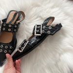 Ganni Black Patent Pointed Toe Grommet Flats Photo 1