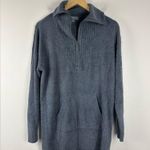 Barefoot Dreams  CozyChic Lite Half Rib Half Zip Tunic Deep Ocean Women’s Sz M Photo 2