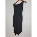 Venus  One Shoulder Dress Womens XS Black Midi Hi-Low Hem Stretchy Built in Bra Photo 2