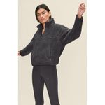 Girlfriend Collective  Sherpa Pullover Women Medium Grey‎ Crop Quarter Zip Photo 1