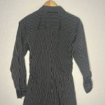 A New Day NEW Black Pinstripe Shirt Dress Midi Contemporary Chic Menswear Office Teacher Photo 5