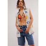 We The Free Free People  Moon Flower Top Small Seed‎ Print Button Down Oversized Photo 5