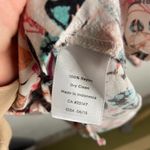 Talbots  Xl Petite Button Down Blouse Top Colorful Bird Print Roll Tab Sleeves Photo 4