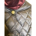 Vince Camuto Black & Burgundy Quilted Velvet Trim Jacket Coat Sz S Photo 3