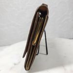 Antique Tooled Leather Clutch Handbag Brown Gold Taffeta Kiss Lock Handle Purse Photo 5