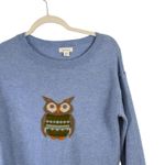 Sundance Wise Owl Wool Blend Blue Sweater Fair Isle Cheerful Forest Womens PXS Photo 2