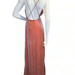 Lulus  whimsical romance pink velvet faux-wrap maxi dress slits size medium.#67 Photo 8